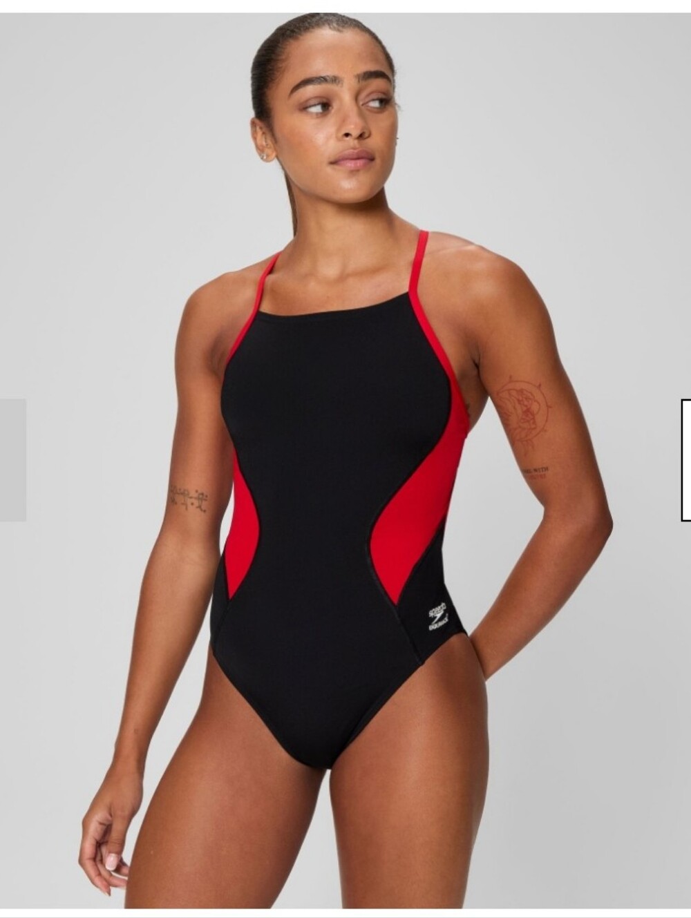 New Women's Spark Splice Crossback Swimsuit One Piece Red/Black Size 10